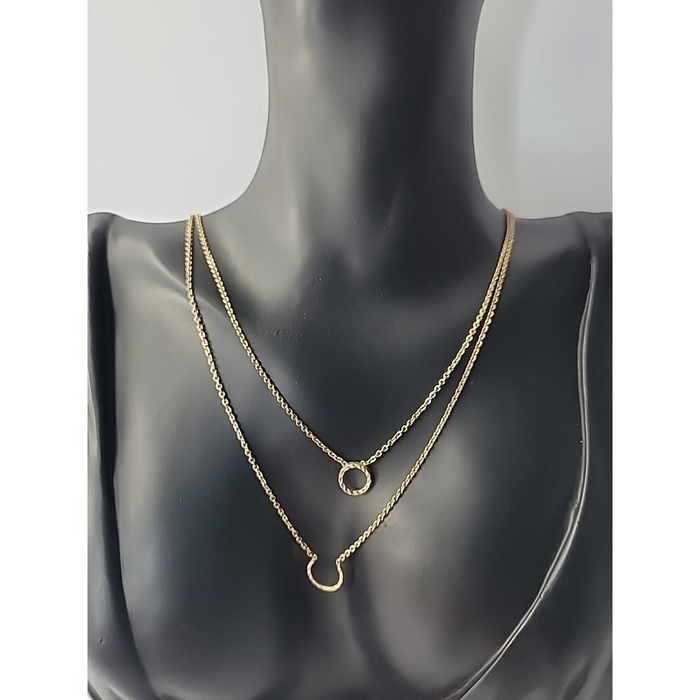 Vintage Necklace Double Strand Gold Tone Full Circle Horseshoe Jewelry Costume